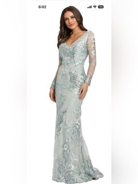 Mac Duggal Silver Sequin Embellished Fabric Panel